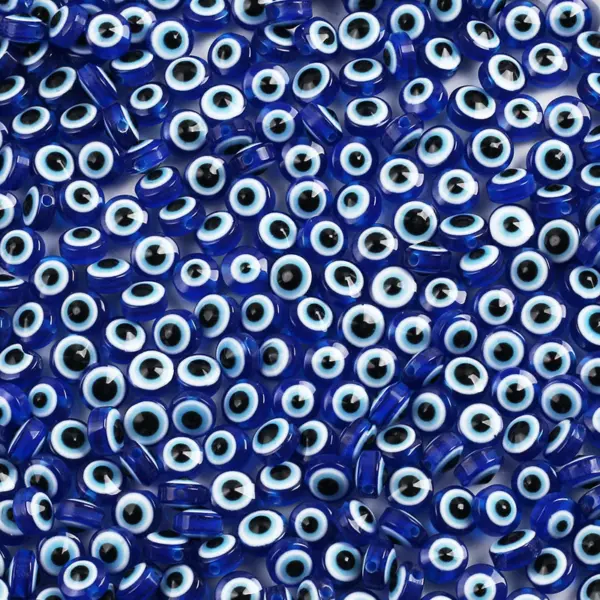 Acrylkralen 10mm evil eyes blauw