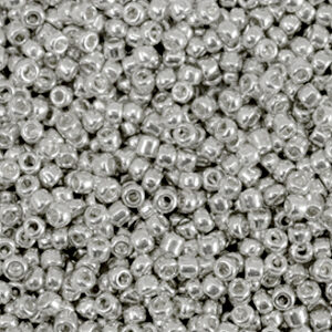 Glaskralen Rocailles 8/0 (3mm) Metallic shine silver