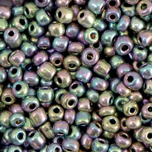 Glaskralen Rocailles 8/0 (3mm) Metallic shine multicolour silver